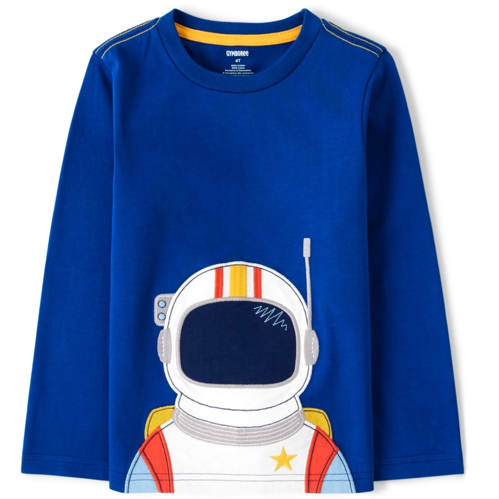 Boys Embroidered Astronaut Top - Comet Club - Quench Blue 2t